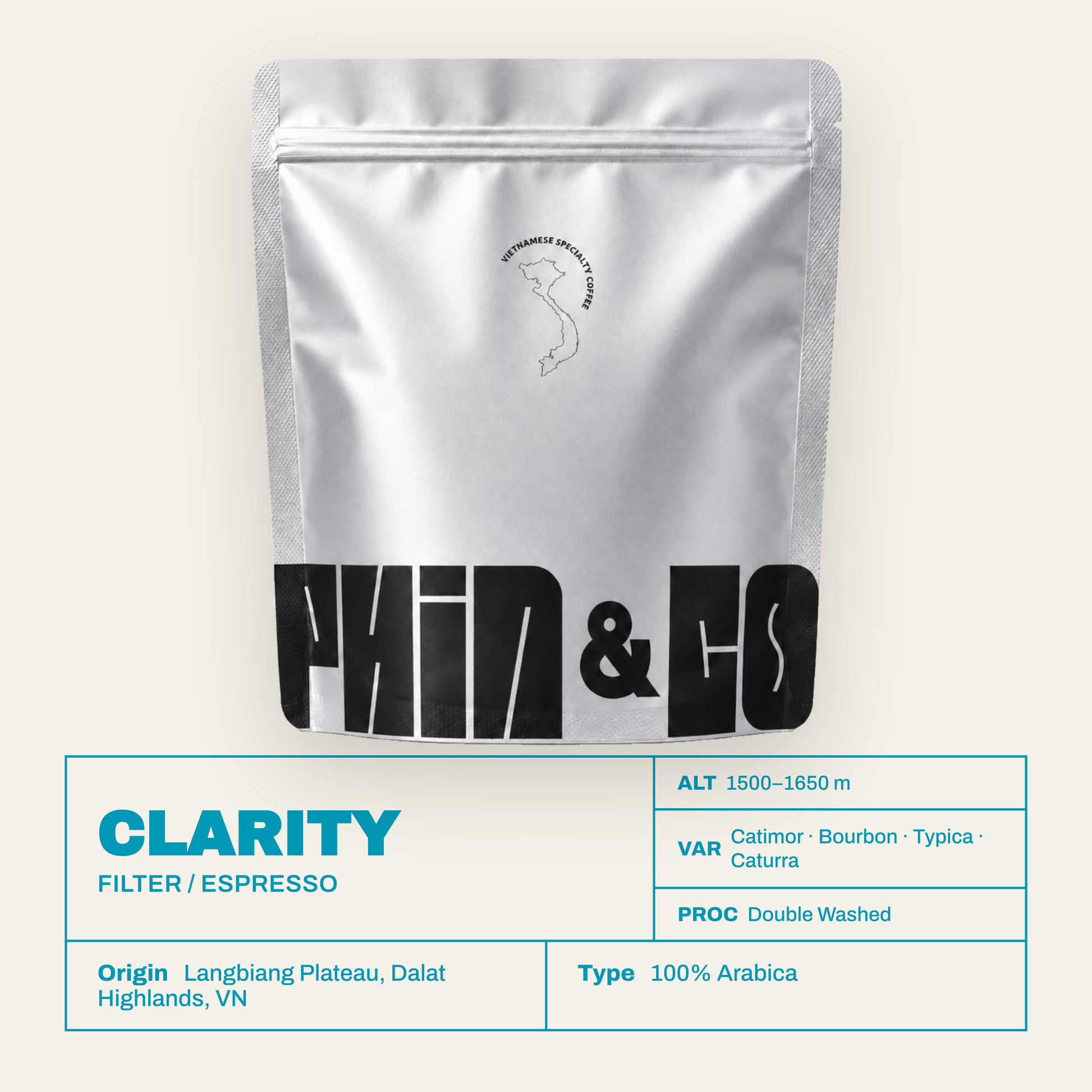 Phin & Co CLARITY – Filter/Espresso – 100% Arabica aus Langbiang Plateau, Dalat Highlands, Vietnam