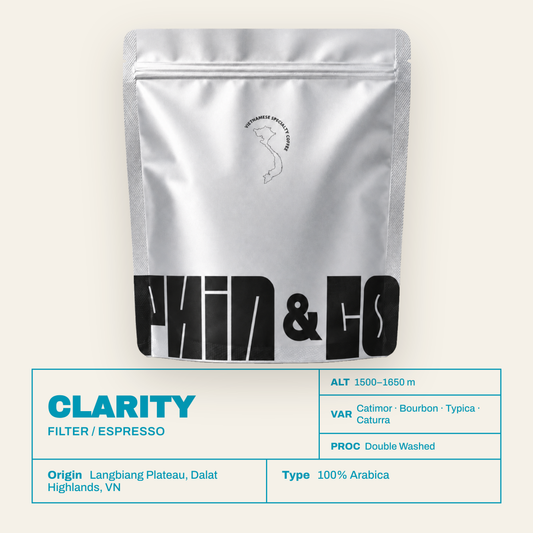 Phin & Co CLARITY – Filter/Espresso – 100% Arabica aus Langbiang Plateau, Dalat Highlands, Vietnam