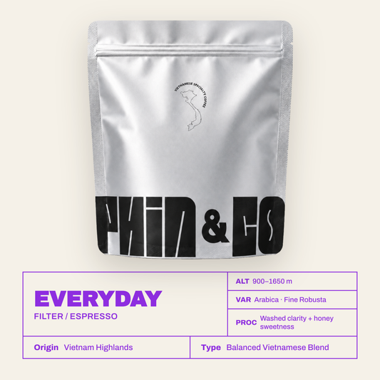 Phin & Co EVERYDAY – Filter/Espresso – Balanced Vietnamese Blend (Arabica + Fine Robusta) aus Vietnam Highlands