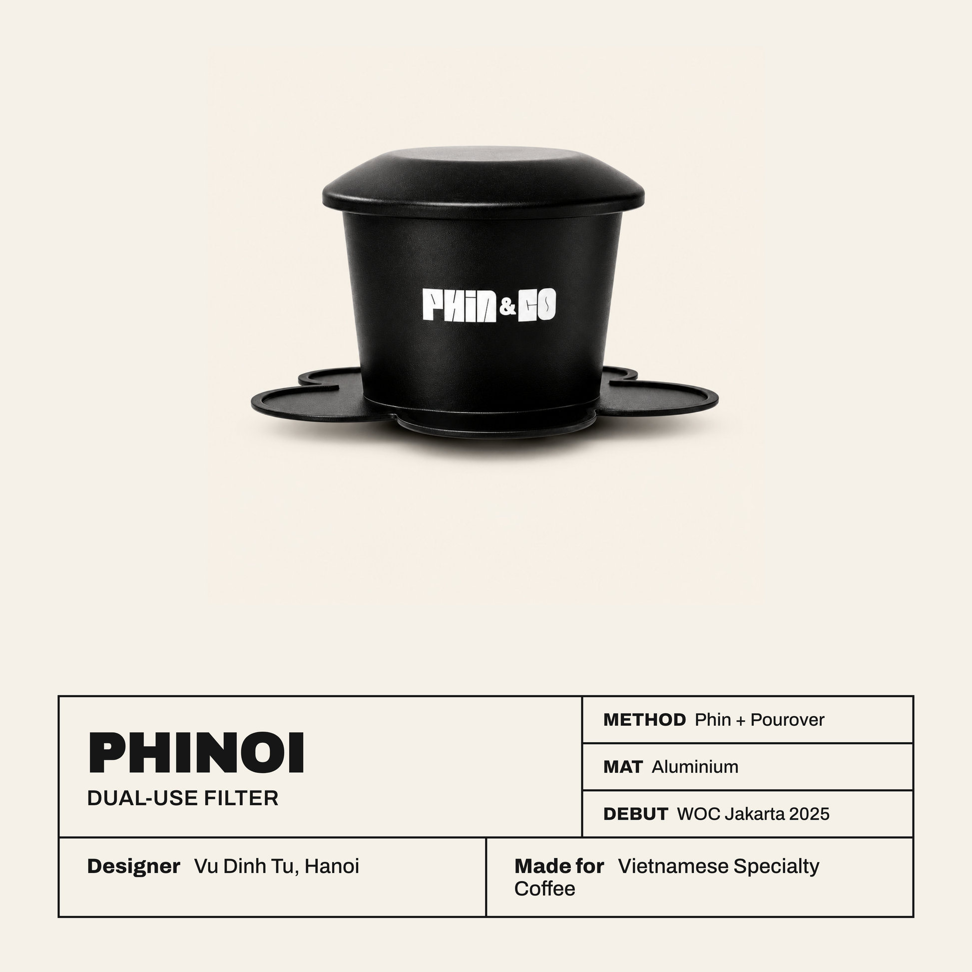 Phin & Co PHINOI – Dual-Use Filter aus Aluminium – Phin + Pourover – designed von Vu Dinh Tu, Hanoi